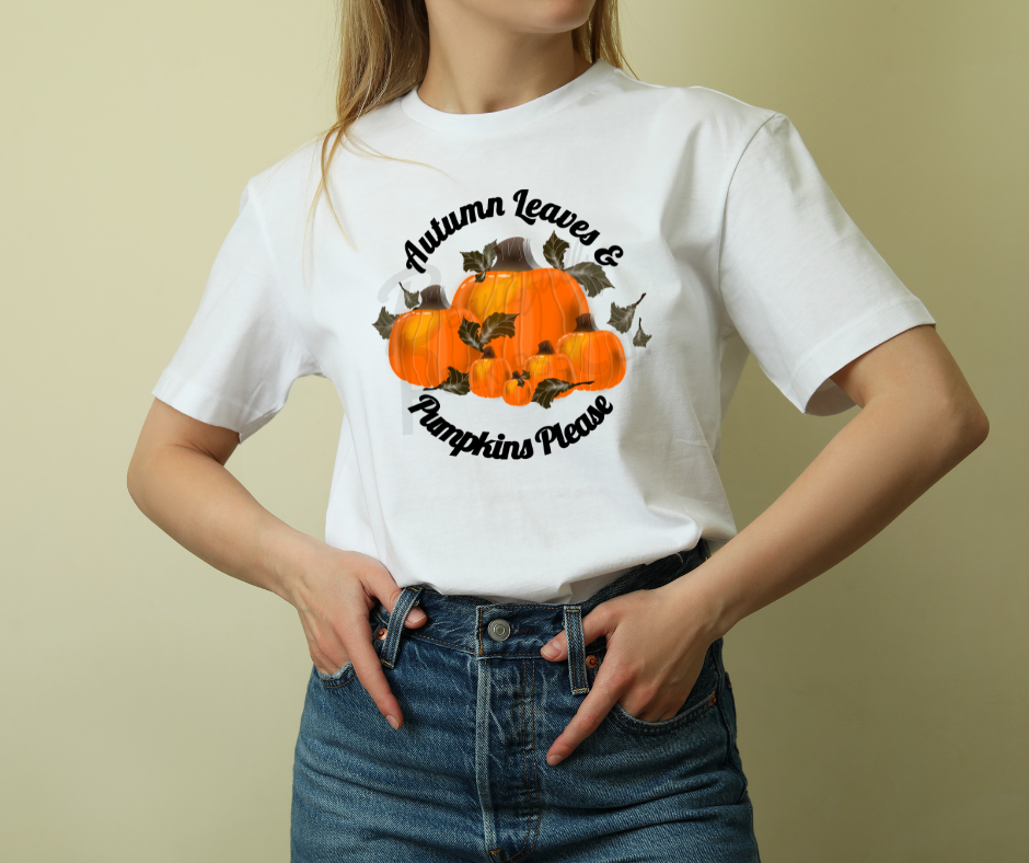 Autumn Leaves & Pumpkins Please T-Shirt