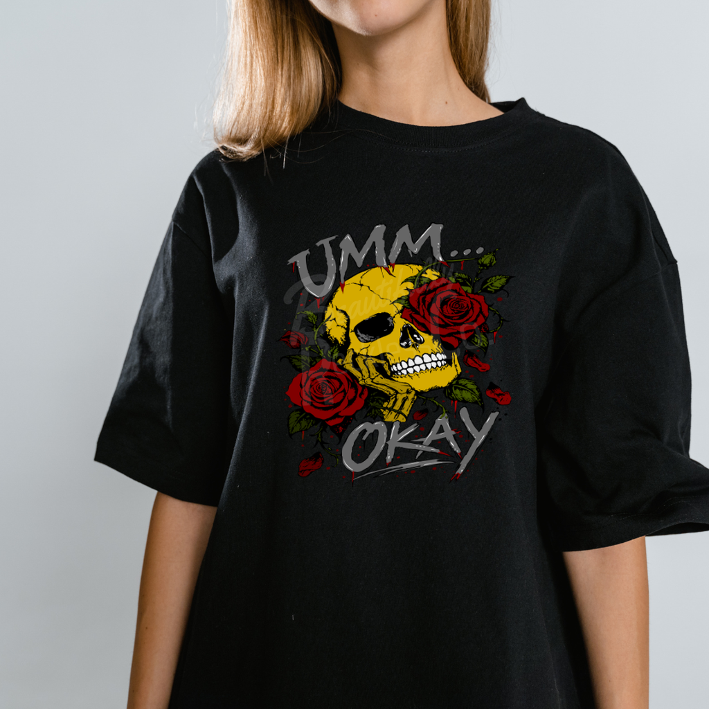 Colorful Umm Okay Skull & Roses T-Shirt