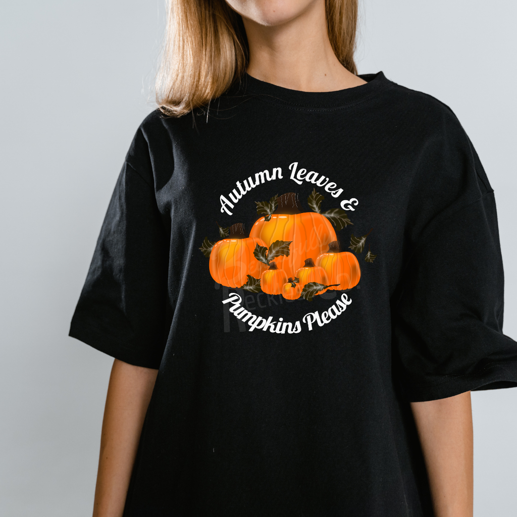 Autumn Leaves & Pumpkins Please T-Shirt