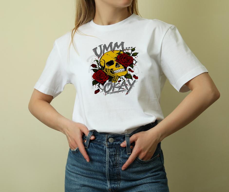 Colorful Umm Okay Skull & Roses T-Shirt