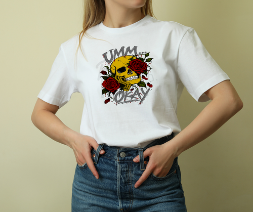 Colorful Umm Okay Skull & Roses T-Shirt